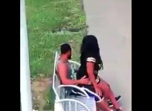 Ebony duo pulverizes on park bench not