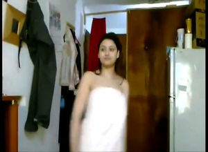 Indian  female dancing in towel after