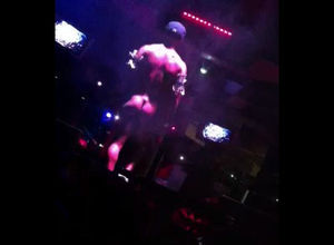 Ebony dude stripper dancing at go soiree
